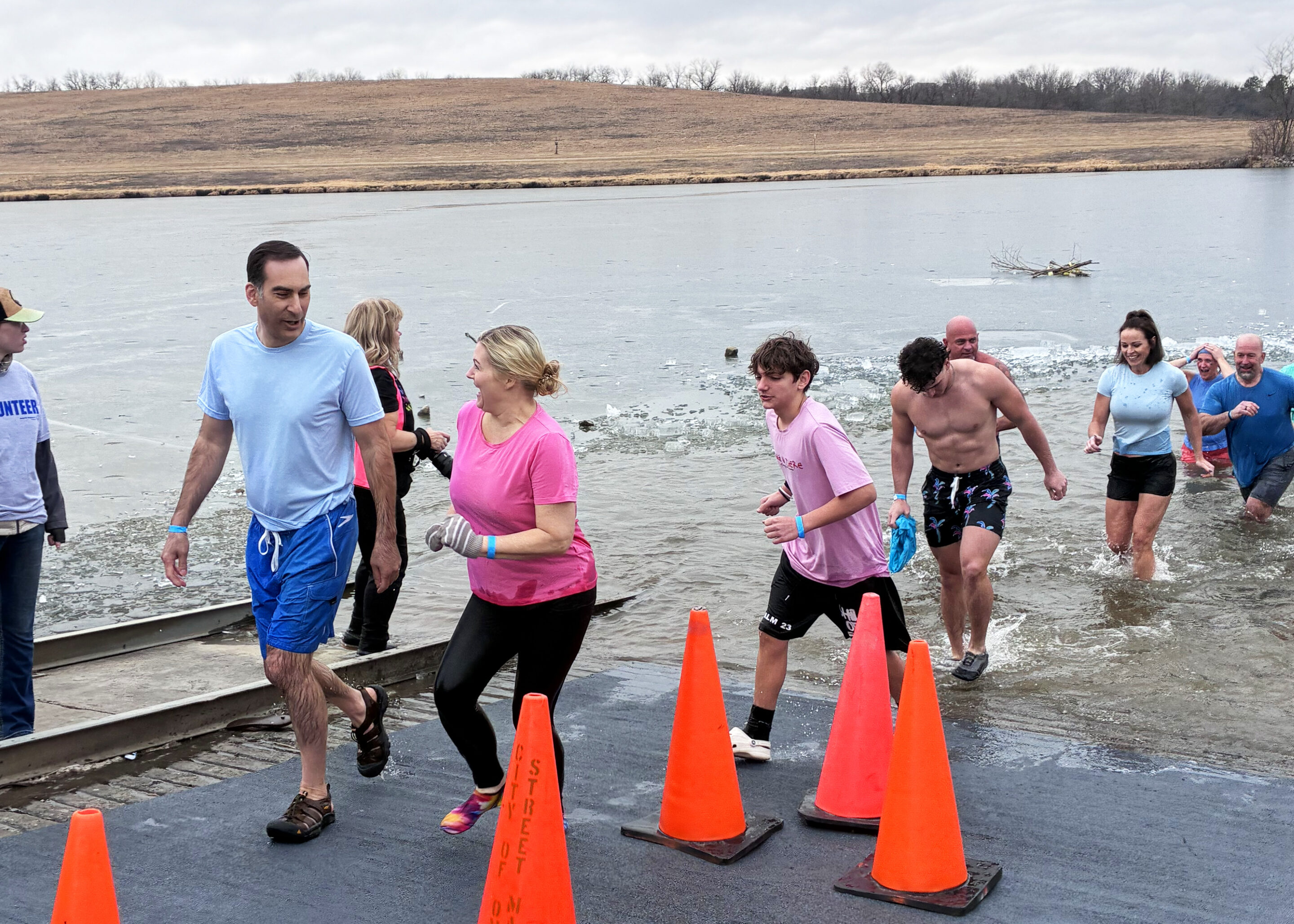 Core Bank team members running out of Lake Zorinsky