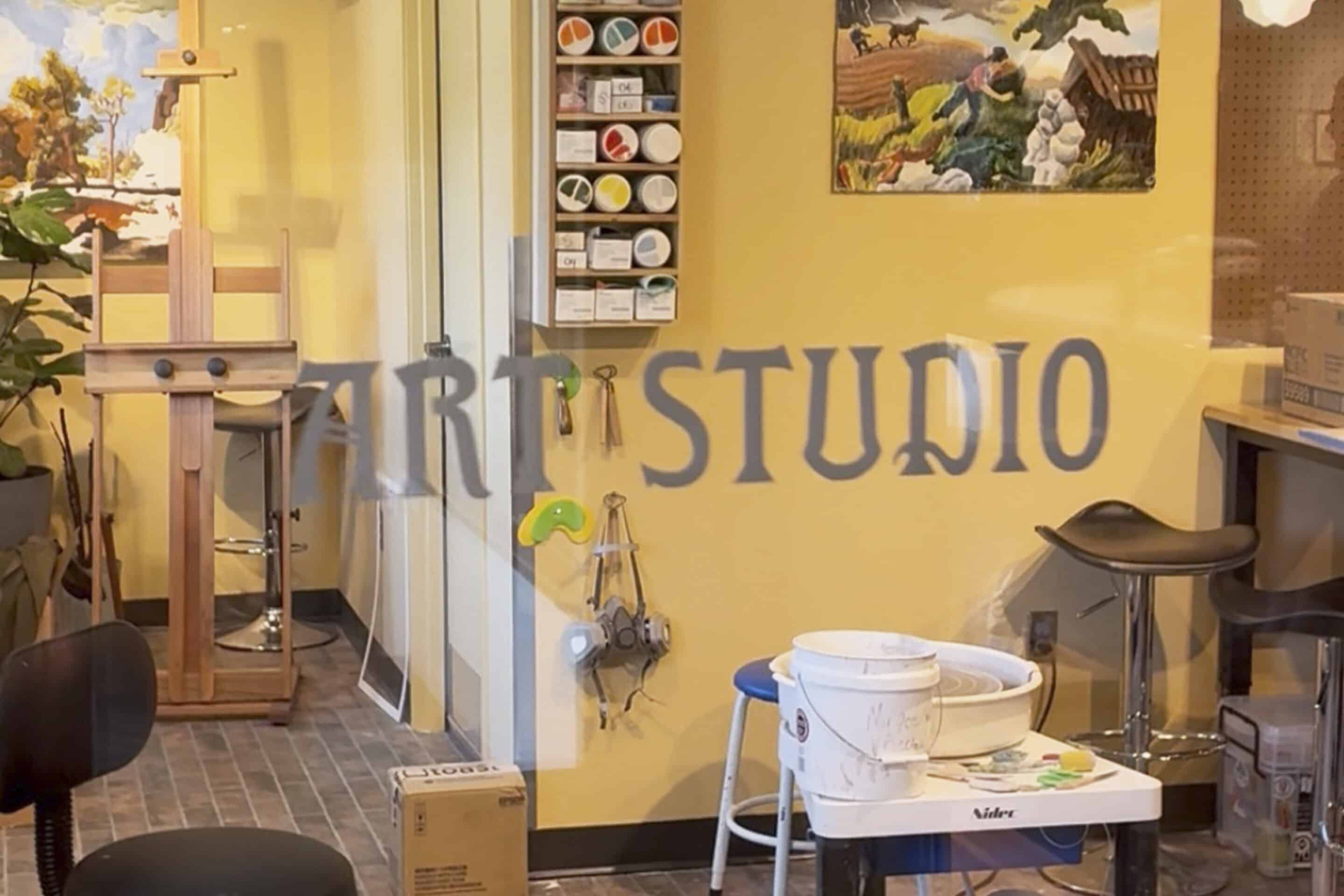 The art studio inside Cedar Creek Coffee & Art