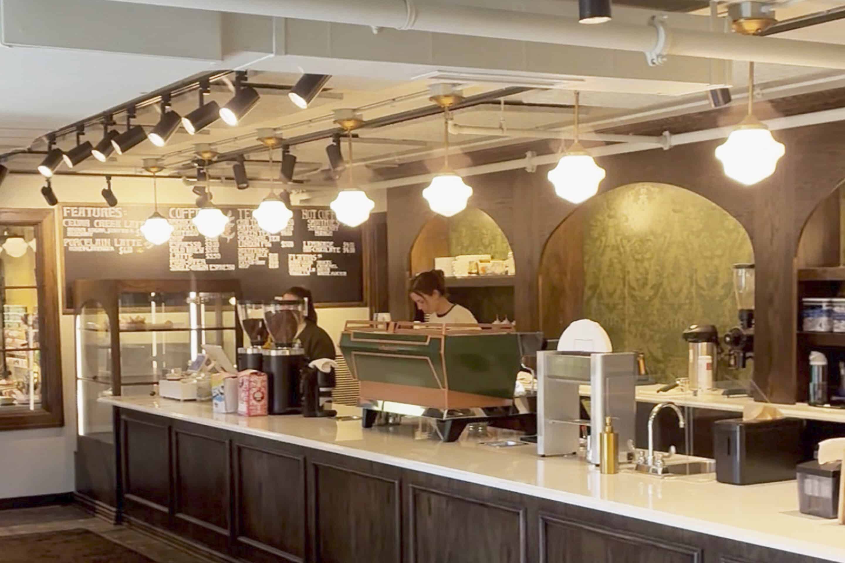 Interior of Cedar Creek Coffee & Art coffee shop and art gallery in Elkhorn, Nebraska